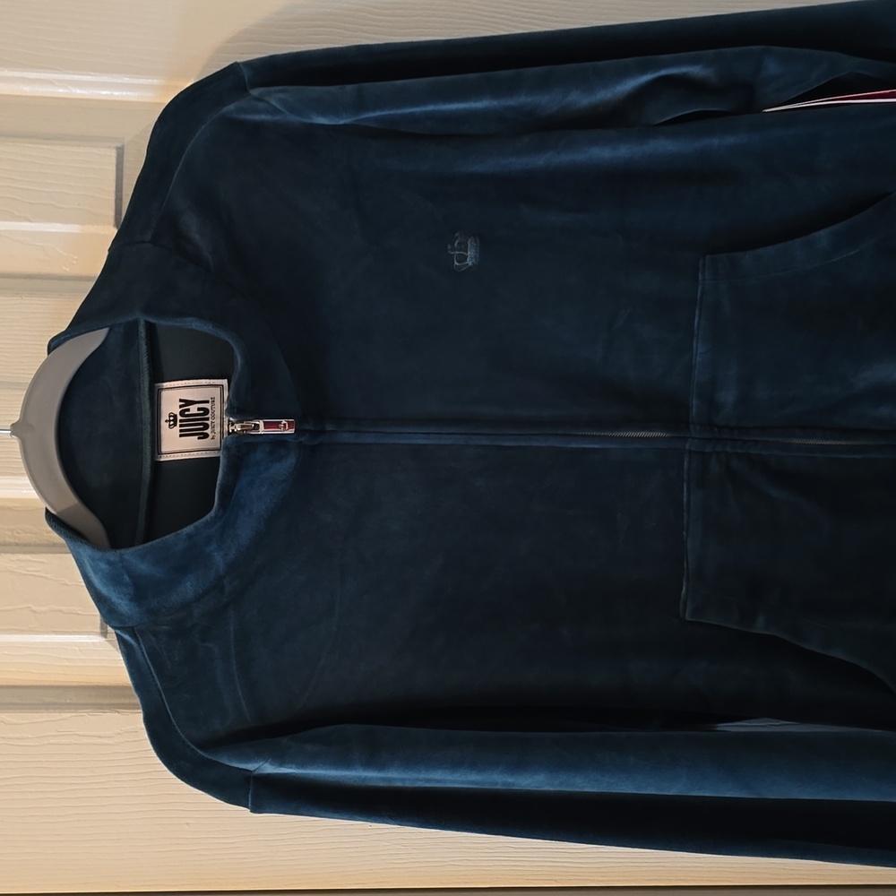JUICY BY JUICY COUTURE WOMENS JUNIOR PLUS FRONT ZIP TEAL TOP JACKET SIZE LARGE